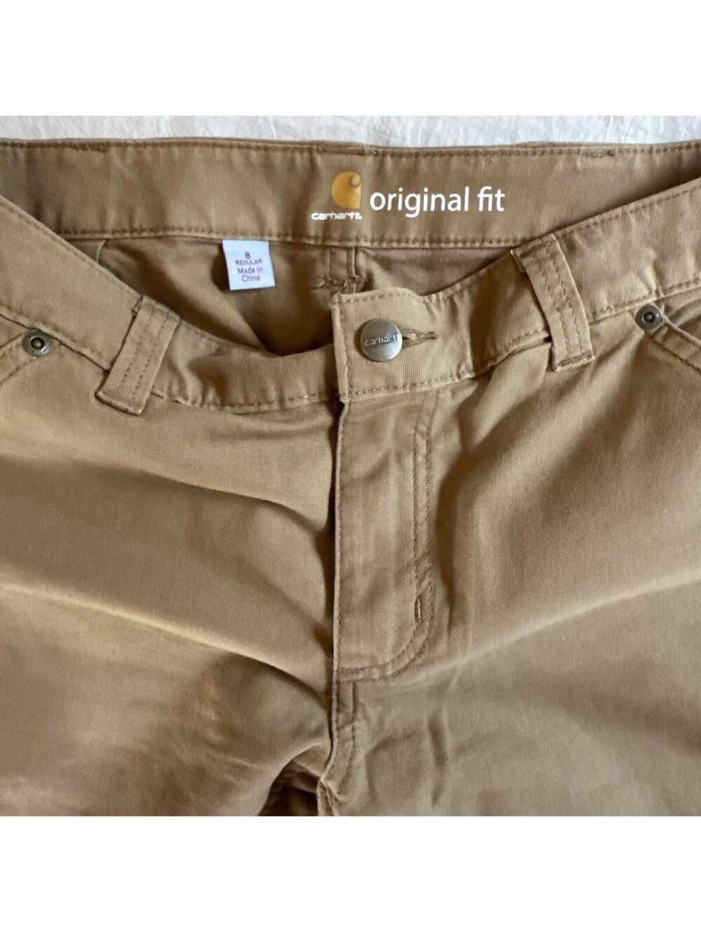 Carhartt Original Fit Pants Cotton Blend Tan Size 8 Regular